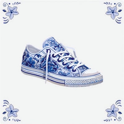 Delfts blauw tegeltje schoen design - delfts blauw wandbord - delftsblauw - hollandse cadeautjes - wanddecoratie - decoratieve accessoires