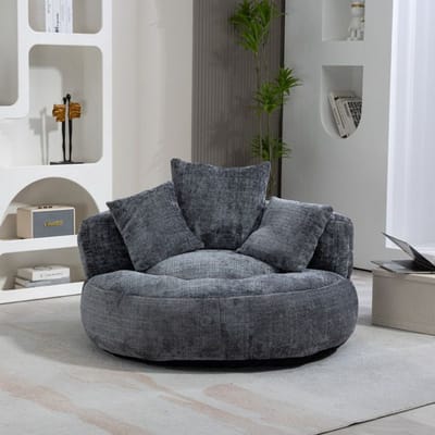 Bank - MUVOE - Lazy Boy - Grijs chenille - Hoge rugleuning - Comfortabel en duurzaam grijs
