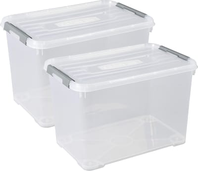 Curver Handy+ Opbergbox - 65L - 2 stuks - Transparant met deksel