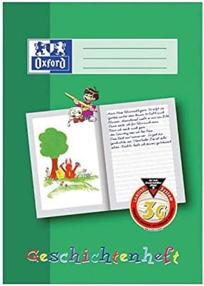 Notitieboek A5 met gekleurde middenstrip voor school, 16 vellen, perfect voor eerste klas