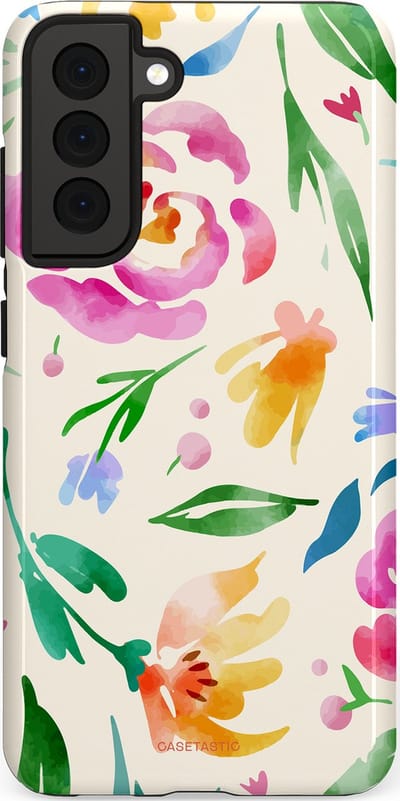 Casetastic Hoesje Geschikt voor Samsung S21 FE - Stijlvolle Beschermende Duo-layer Case - Floral Flow