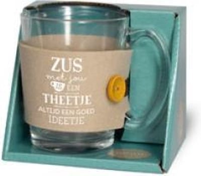 Theeglas - Zus - Zijden lint "Speciaal voor jou" - Cadeauverpakking