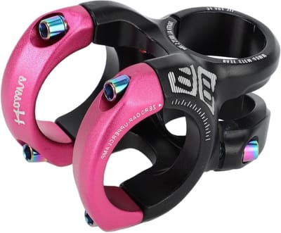 Korte stuurpen voor mountainbike en racefiets, 35mm en 40mm verstelbaar, zwart en roze, ideaal voor BMX en fixie fietsen