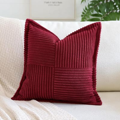 Super Zachte Corduroy Kussensloop met Strepen en Splicing voor Bank en Woonkamer Boho Decoratie