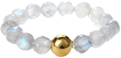 Ring met natuurstenen kralen voor vrouwen, elastisch, 4 mm, glanzende steen, voor dames en heren
