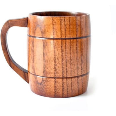 Drinkbeker met Ergonomisch Handvat Comfortabele Houten Drinkmok Beker voor Elke Bierliefhebber of beige