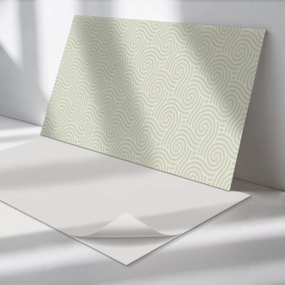 Wallfluent Vinyl Wandpaneel - Golven in een spiraalpatroon Vinyl Wandbekleding - 120 cm x 60 cm - Romig PVC wandpaneel - 1 stuk - Rechthoekig Wandbekleding Vinyl - Patroon Wandpaneel - Zelfklevend Muurpaneel - Wandpaneel Keuken en Badkamer