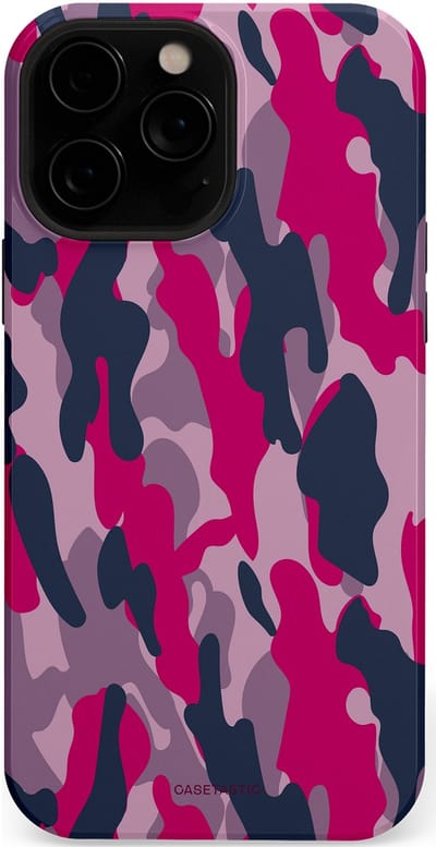 Casetastic hoesje geschikt voor Apple iPhone 13 Pro - MagSafe - Dubbellaagse bescherming - Urban Pink Camo - Fashion Case - Lila Roze Donkergrijs Grijs