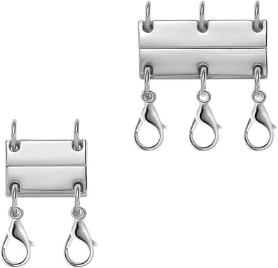 2 Stuks Laagjes Sluiting voor Kettingen, Magnetische Sluiting voor Sieraden, Geschikt voor 2 en 3 Strengen, Zilverkleurig