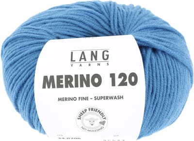 Lang Yarns Merino 120 - 206 korenblauw - Merinowol Garen