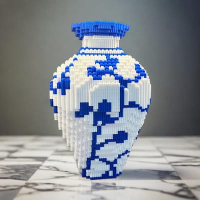 28cm Creatieve DO-IT-YOURSELF Chinese Stijl Blauw & Wit Porseleinen Vaas Puzzel Bouwblok Leren Gericht Jongens Speelgoed ideaal voor No Box blue