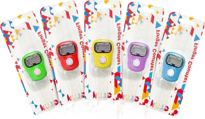 Vingerteller - Digitaal telapparaat - Gebed en meditatie - Compact en lichtgewicht - 5 stuks - Veelkleurig