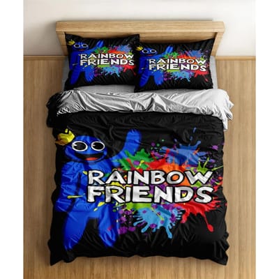 Graffiti Rainbow Friends Cartoon Dekbedovertrek VK Eenpersoons Tweepersoons Kingsize VS Twin Volledig Queensize Beddengoedset EU Twin(135x200cm)
