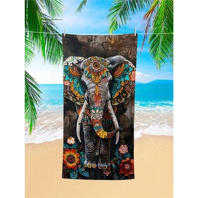 Levendig Bohemien Olifant Print Strandlaken Sneldrogend Lichtgewicht Zacht Zwembad Handdoek W50*H100(CM)