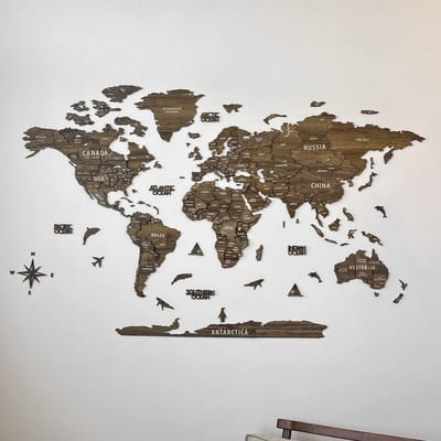 COLORFULL WORLDS - Wanddecoratie - Wereldkaart - Wereldkaart Prikbord - Wereldkaart Wanddecoratie - Houten Wereldkaart - Wereldkaart Hout - Muurdecoratie - Cadeau - Verjaardag Cadeau - Housewarming Cadeau - Betül- M - 100x54 CM
