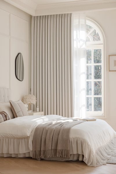 Maroyathome MARION - Voorzien van dubbele plooien - Voorzien van verstelbare haken - Lichtdicht - Isolerend - 100 procent verduisterend - Kant en klaar - 100 x 270 cm (b x h) - Off White