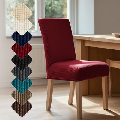 aladdien - Elastic Chair Covers - Stretchy Stoelhoezen - Perfecte Pasvorm - Bordeauxrood - Voor Eettafel - 2 Stuks
