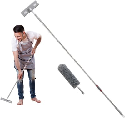 Gereedschap voor reiniging - Wissers voor glas - Ramen schoonmaken - 180 graden draaibare kop - 72-226 cm - Grijs