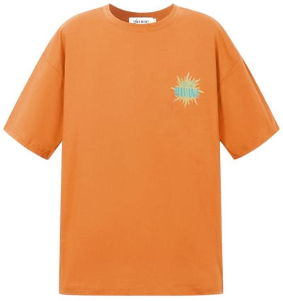Havana Graphic Tee – Oversized T-shirt met Print – Relaxte Top voor een Zomerse Look - Oranje- Maat S