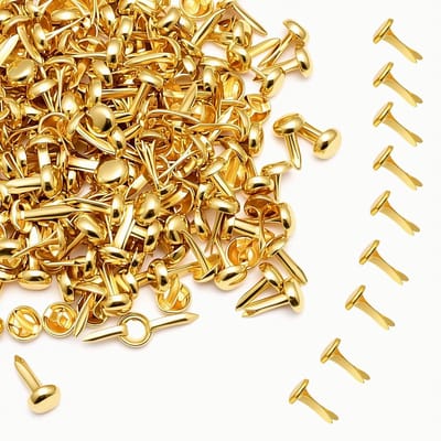 Metalen ronde kopjes, 200 stuks, 4,5 x 8 mm briefklemmen, goudkleurige knijpers voor knutselen, documenten en foto's sorteren, eenvoudig in gebruik