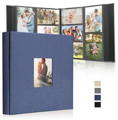 Groot fotoalbum voor 1000 foto's, linnen binding, personaliseerbaar, ideaal voor babyherinneringen, bruiloften, en reizen