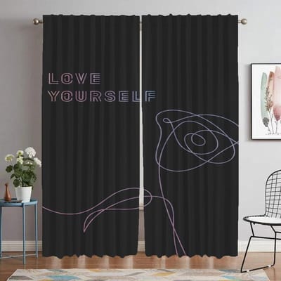 Keukengordijnen voor Woonkamer Gordijn voor Kamer 2 Panelen Kpop-BTS Scheidingswand Halloween Decoratie Interieurgordijnen Elegant W50xH70cmx2pcs-CL