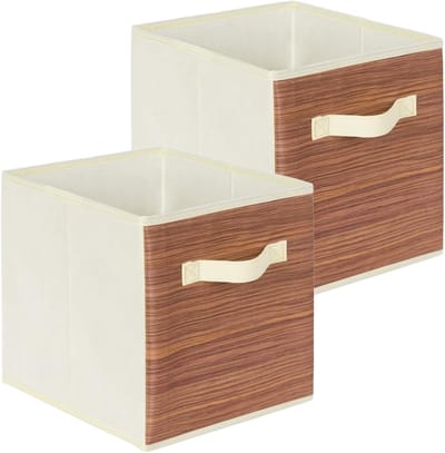 Vouwbare Opbergdozen van Stof, Organiseer je Speelgoed en Kasten met deze 2-Pack Licht Houten Patroon Opbergcontainers