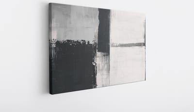 Saammp Canvas Schilderij - Zwart witte Kunst - Abstract - Blokken - 40x30 - Foto op canvas - Wanddecoratie - Muurdecoratie Woonkamer - Kantoor Decoratie