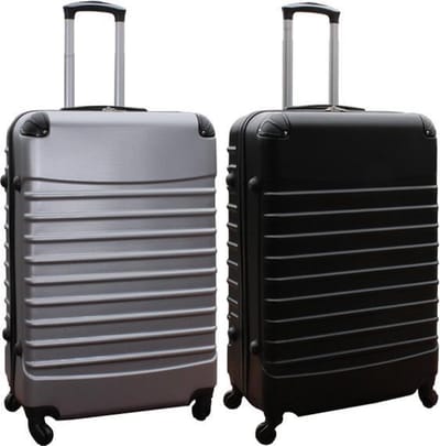 Travelerz kofferset 2 delig ABS groot - met cijferslot - 95 liter - zilver - zwart
