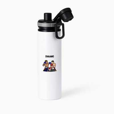 Hacebo® - Boksen met eigen naam waterfles met draaidop grijs - Sport - Bokser - Vechtsport - water fles - 850ML