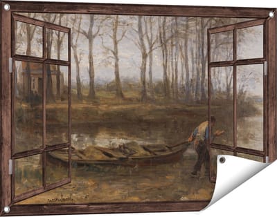 Gards Tuinposter Doorkijk De Zandschipper - Jozef Israëls - 90x60 cm - Tuindoek - Tuindecoratie - Wanddecoratie buiten - Tuinschilderij