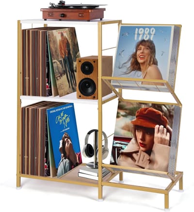 DnA® LP Opbergsysteem - LP Kast - Platenspeler Kast - Platenspeler Meubel - Lichtbruin - ‎‎70cm x 30cm x 81cm
