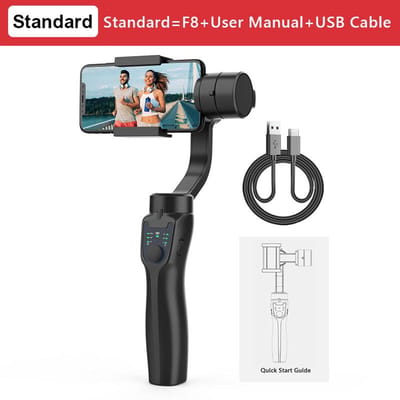 F8 Handheld 3-assige Gimbal Telefoonhouder Anti Shake Video Record Stabilisator voor Xiaomi IPhone Mobiele telefoon Smartphone gray