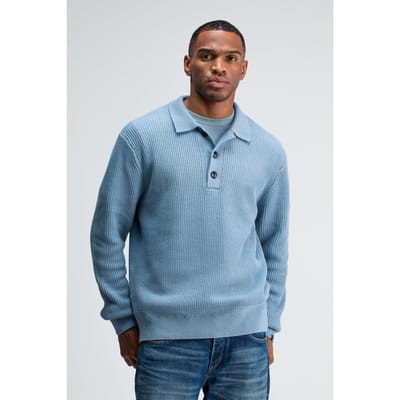 Butcher of Blue Galway Polo Ls Horizon Blue Size: S | Sweaters Outlet | Heren | Blauw