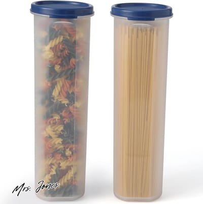 Mrs. Jones Multi Purpose Tall Clear Storage Container - Voor Pasta Noedels Noten Bonen - 100% Food Grade Plastic - Luchtdichte Lekvrije .