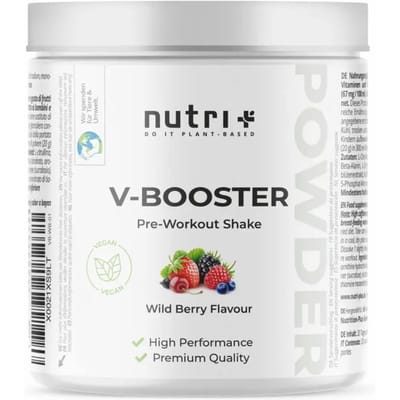 nutri+ Vegan Pre-workout: V-BOOSTER 400 g - smaak: Wild Berry