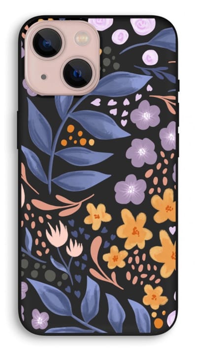 Case Company® - Hoesje geschikt voor iPhone 13 mini hoesje - Flowers with blue leaves - Biologisch Afbreekbaar Telefoonhoesje - Bescherming alle Kanten en Schermrand