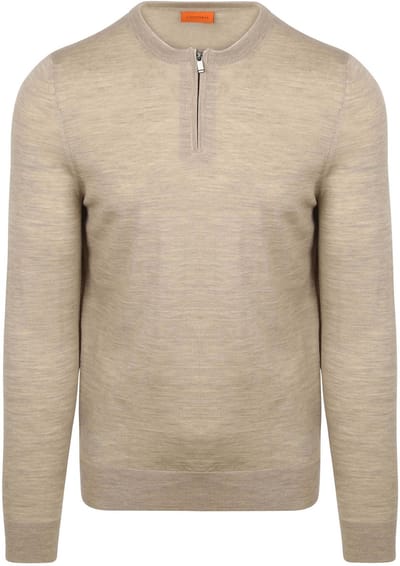 Suitable Crew Zip Merino Sand - Maat M - Heren - Quarter zip - Schipperstrui met rits - Volwassen mannen - Sweater