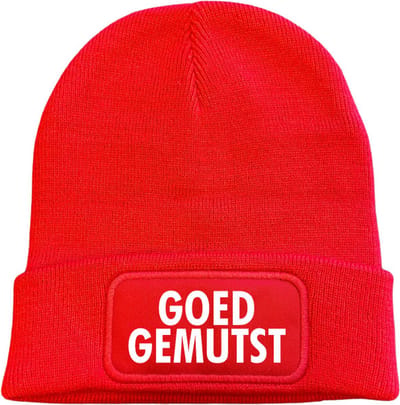 Muts rood | wit - Goed gemutst - soBAD. | Wintersport | Schaatsen | Après ski outfit Warme Muts voor Volwassenen | Heren en Dames Beanie | Schaatsen | Wintermuts