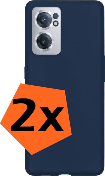 Hoes - 2 Stuks - Geschikt voor OnePlus Nord CE 2 - Sterk & Shockproof - Case Siliconen - Back Cover - Telefoon Hoes - Donkerblauw