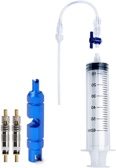 Tubeless sealant injector voor fietsbanden, 60ml spuit met ventieltool en Presta ventielkernverwijderaar, ideaal voor onderhoud van tubeless banden