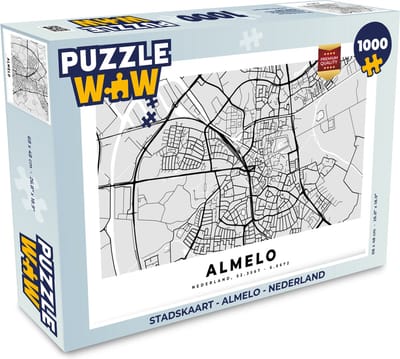 Puzzel Stadskaart - Almelo - Nederland - Legpuzzel - Puzzel 1000 stukjes volwassenen - Plattegrond