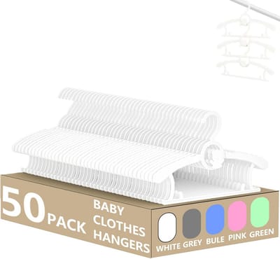 50 Stuks Baby Kleerhangers - Ruimtebesparende Kunststof Kinderhangers met Antislip
