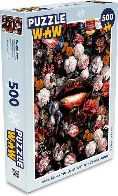 Puzzel Lippen - Bloemen - Verf - Oranje - Kunst - Abstract - Oude meesters - Legpuzzel - Puzzel 500 stukjes