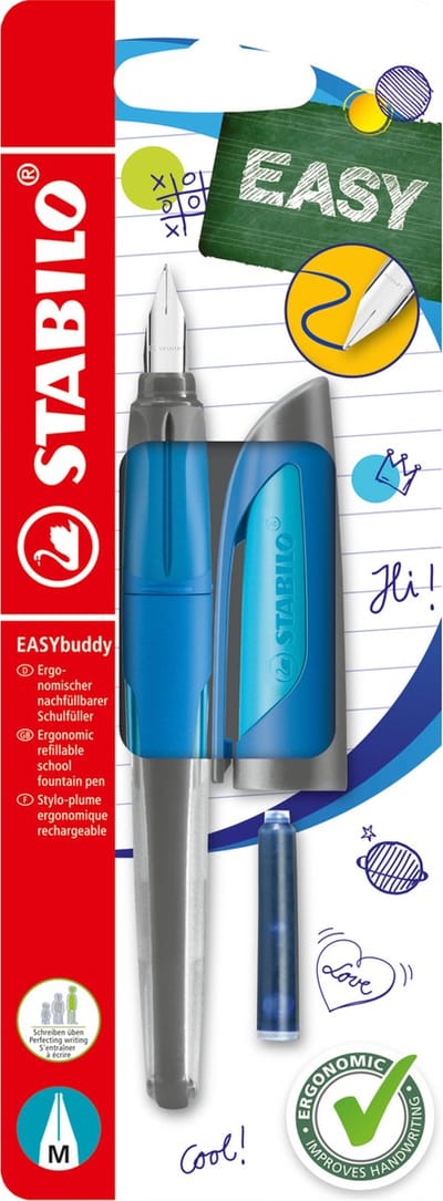 STABILO EASYbuddy - Ergonomische Vulpen - Donker Blauw/Licht Blauw - Standaard M Punt Voor Rechtshandigen