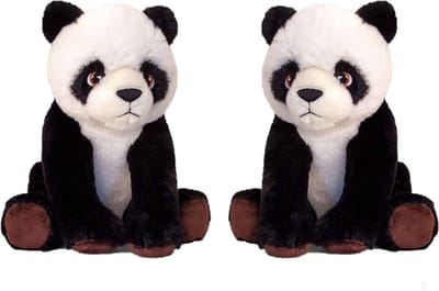 2x stuks pluche knuffel Panda beren van 25 cm - Dieren knuffelbeesten voor kinderen of decoratie