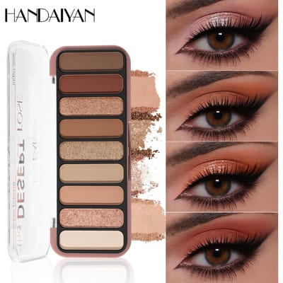 9-kleurige Oogschaduw Palet, Aardetinten, Glanzend, Multifunctioneel Oogschaduw Palet, Geschikt Voor Halloween, Kerst Make-up Feesten beige