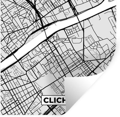 Muurstickers - Sticker Folie - Plattegrond - Clichy - Stadskaart - Kaart - Frankrijk - 100x100 cm - Plakfolie - Muurstickers Kinderkamer - Zelfklevend Behang XXL - Zelfklevend behangpapier - Stickerfolie