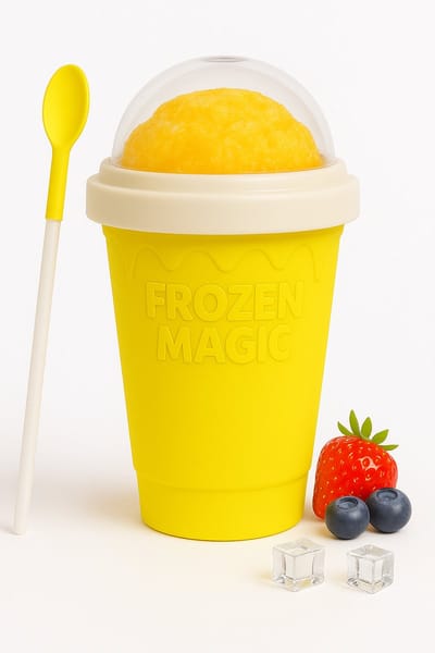 Joya Party® Slushy Maker Beker Geel 300 ML | Zelf Slush Puppies Maken | IJsbeker voor Kinderen & Volwassenen | Herbruikbare Slush Cup | BPA-vrij | DIY Slushie IJsdrank Beker | Frozen Smoothie Maken Thuis | Zomer Gadget | Geel