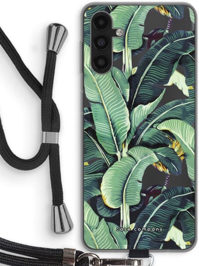 Case Company® - Hoesje met koord geschikt voor Samsung Galaxy A13 5G hoesje met Koord - Bananenbladeren - Telefoonhoesje met Zwart Koord - Bescherming aan alle Kanten en Over de Schermrand